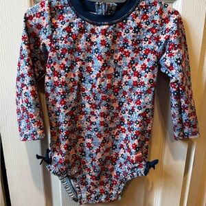 Gently used Ruffle Butts Floral Long Sleeve Swimsuit in 2t for girls .